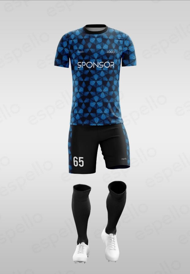 Дизайн футбольной формы: ESF-1132, синий с черным