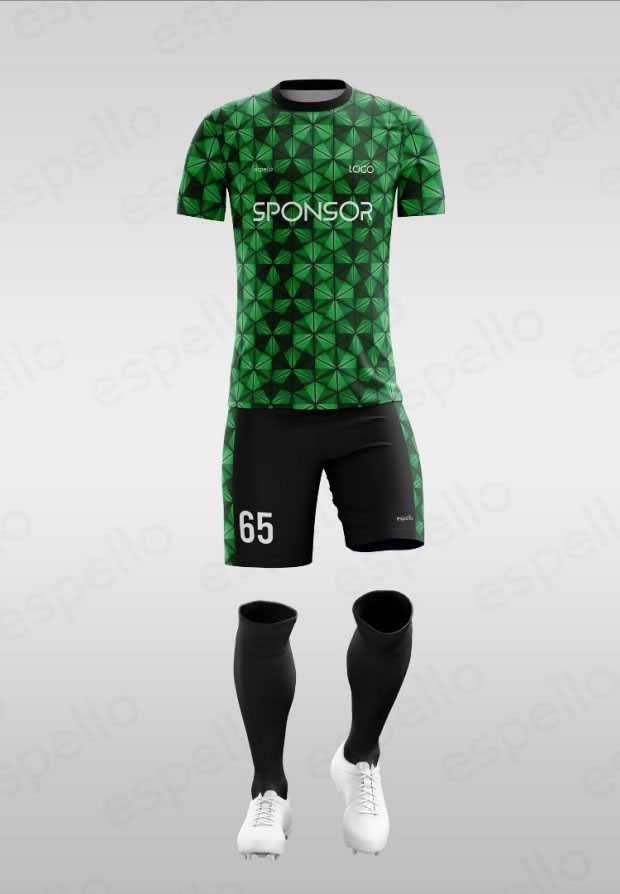 Дизайн футбольной формы: ESF-1132, зеленый с черным