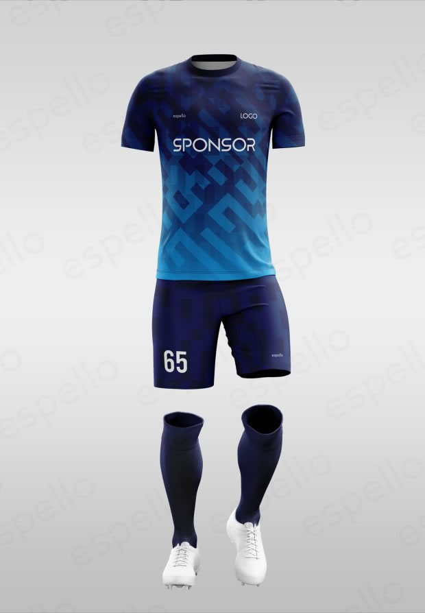 Дизайн футбольной формы: ESF-1135, синий и голубой