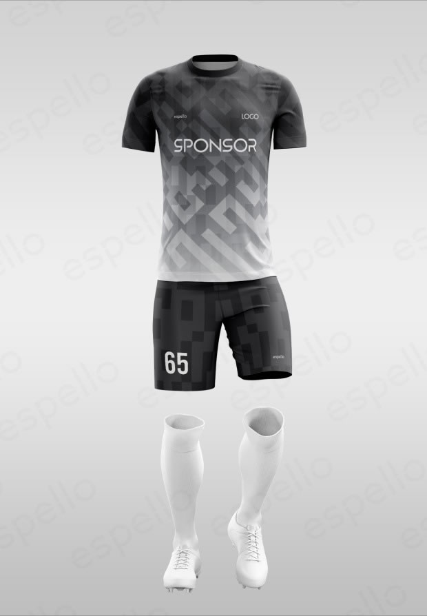 Дизайн футбольной формы: ESF-1135, серый с белым