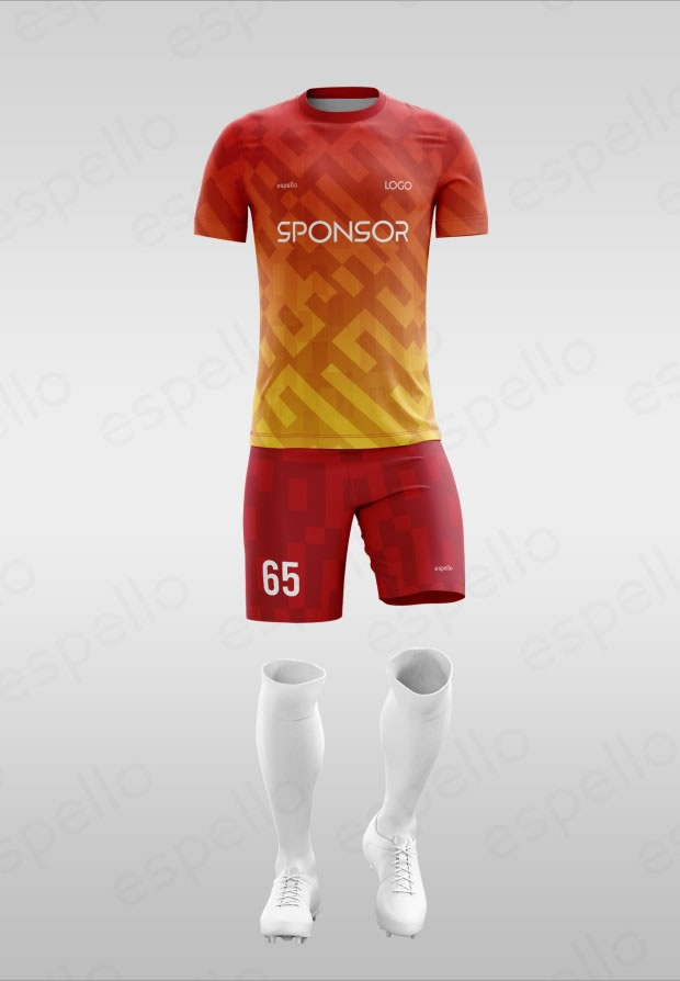 Дизайн футбольной формы: ESF-1135, желтый с красным