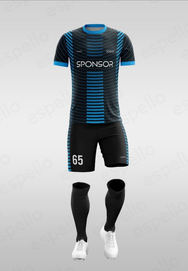 Дизайн футбольной формы: ESM-1331, синий и черный