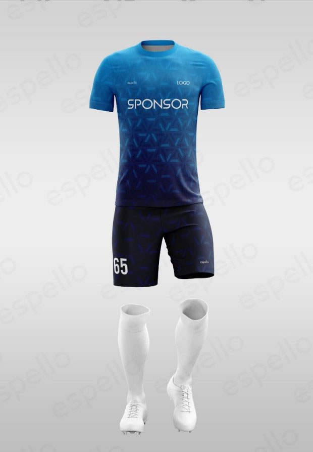Дизайн футбольной формы: ESF-1136, синий и голубой