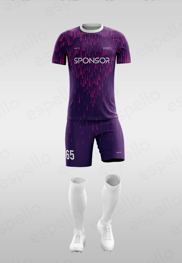 Дизайн футбольной формы: ESF-11376 фиолетовый и розовый