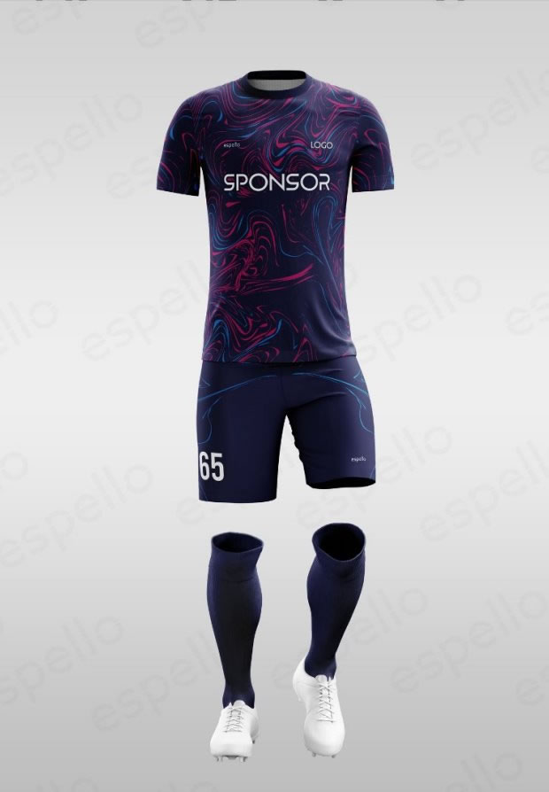 Дизайн футбольной формы: ESF-1138, темно синий и розовый
