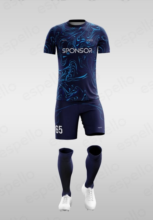 Дизайн футбольной формы: ESF-1138, темно синий и голубой