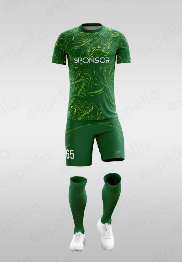 Дизайн футбольной формы: ESF-1138, зеленый и желтый