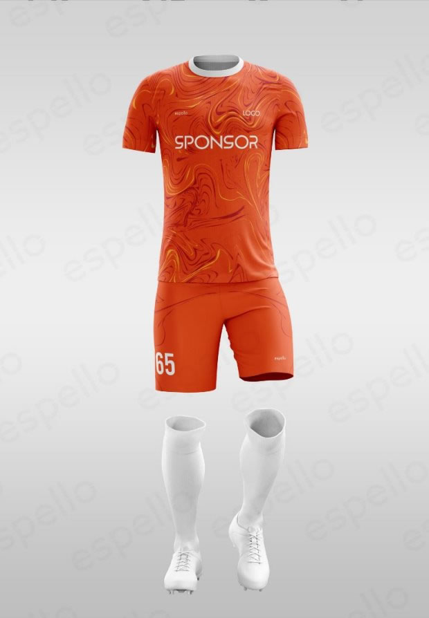 Дизайн футбольной формы: ESF-1138, оранжевый и красный