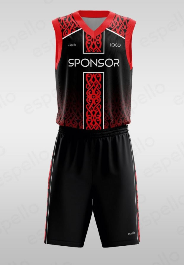 Дизайн баскетбольной формы: ESB-1139, черный и красный
