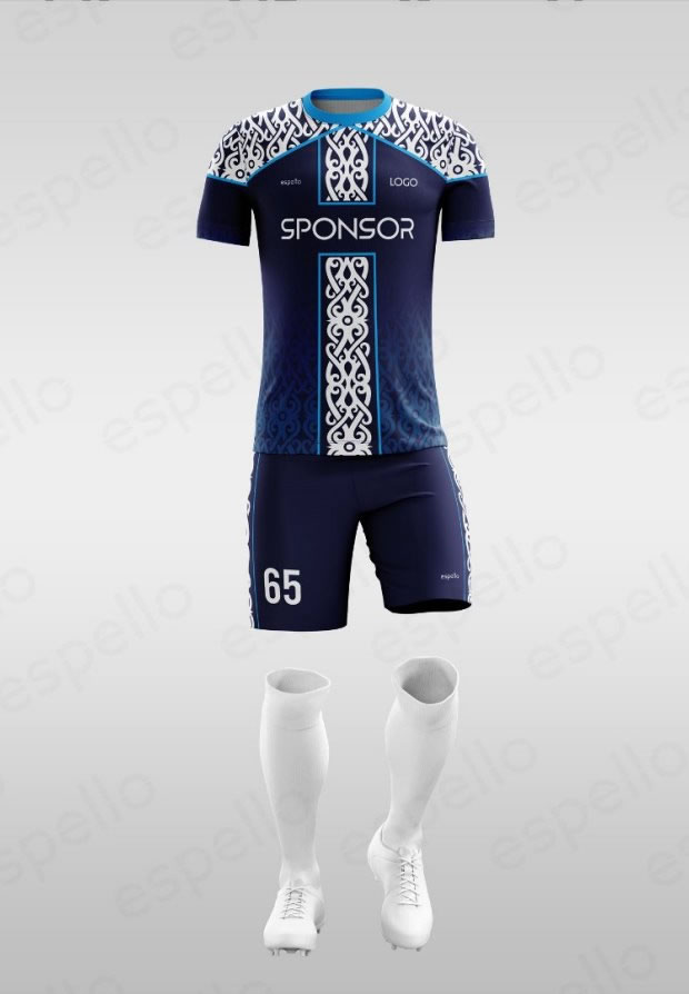 Дизайн футбольной формы: ESF-1139, синий и белый