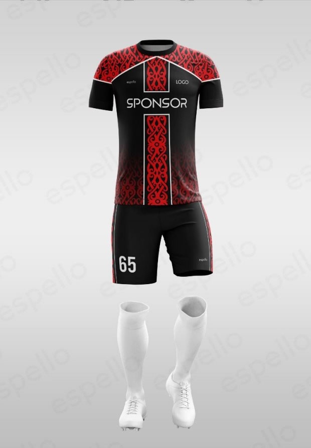 Дизайн футбольной формы: ESF-1139, красный и черный