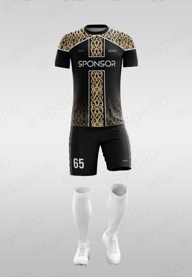 Дизайн футбольной формы: ESF-1139, золотой и черный