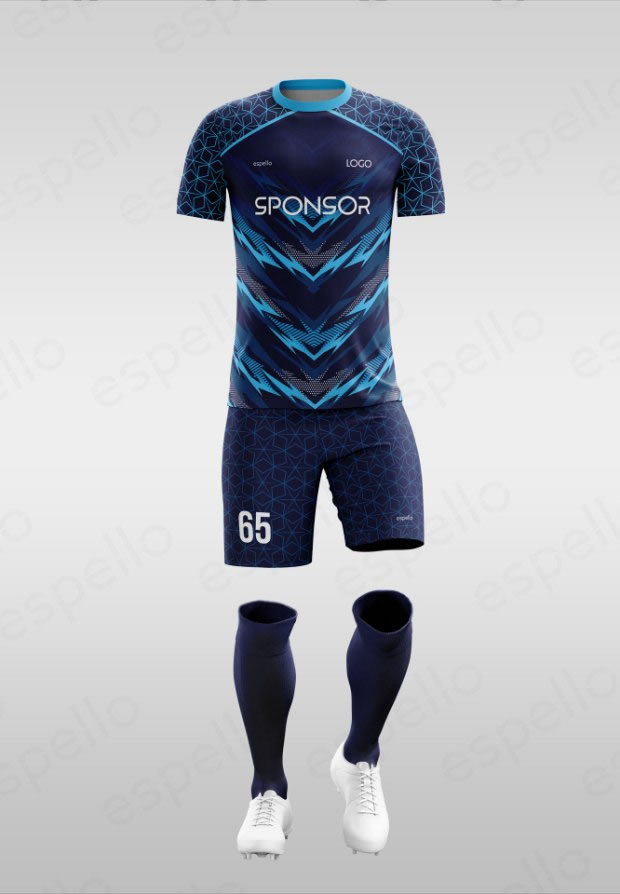 Дизайн футбольной формы: ESF-1140, синий и голубой