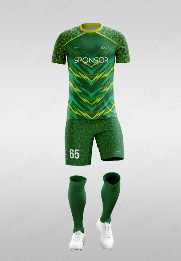 Дизайн футбольной формы: ESF-1140, зеленый и салатовый