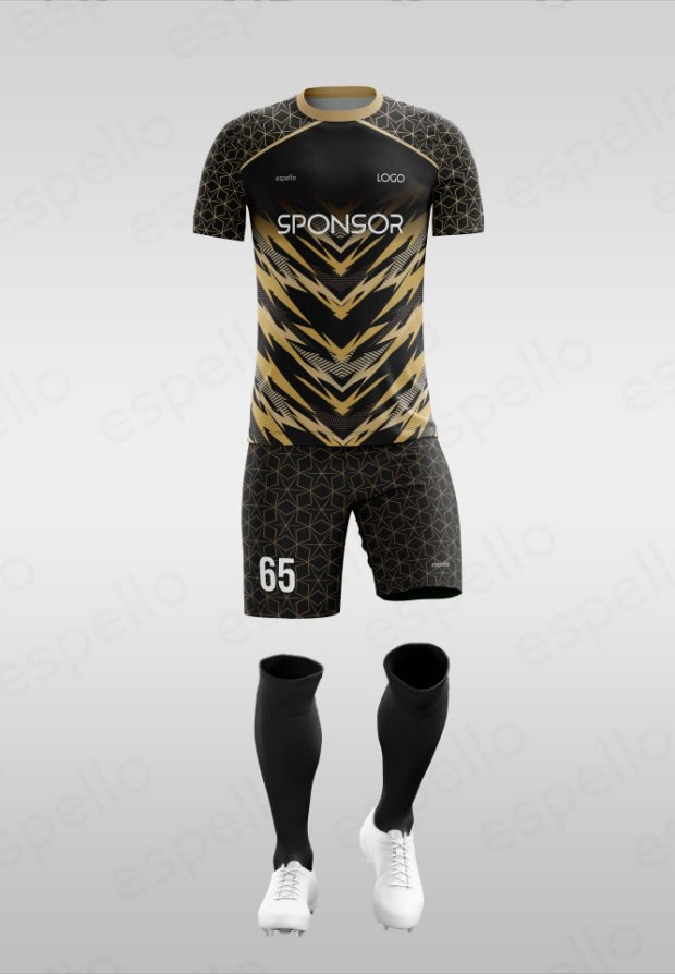 Дизайн футбольной формы: ESF-1140, черный и золотой